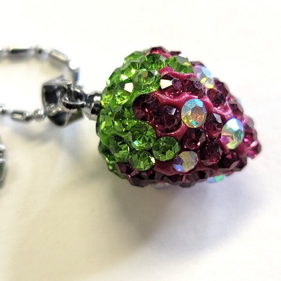 Kids Teens Purple Strawberry Pendant with Swaroski elements ON Silver Chain - Picture 4 of 14